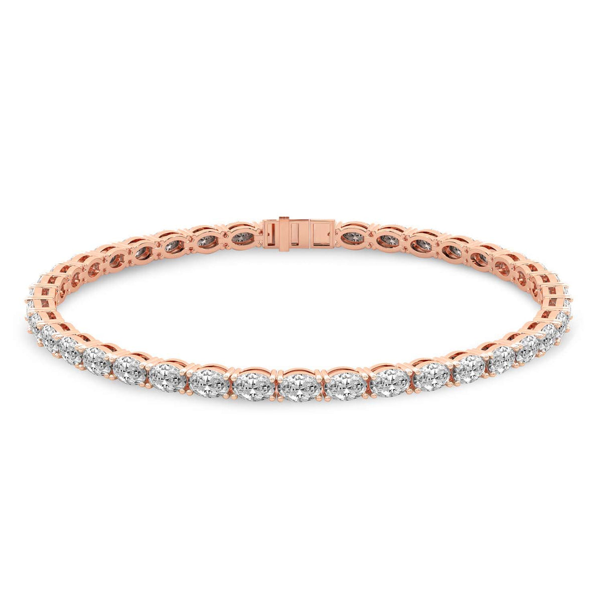 Lab Grown Diamond 6.56 Carat Oval Tennis Bracelet 14KY