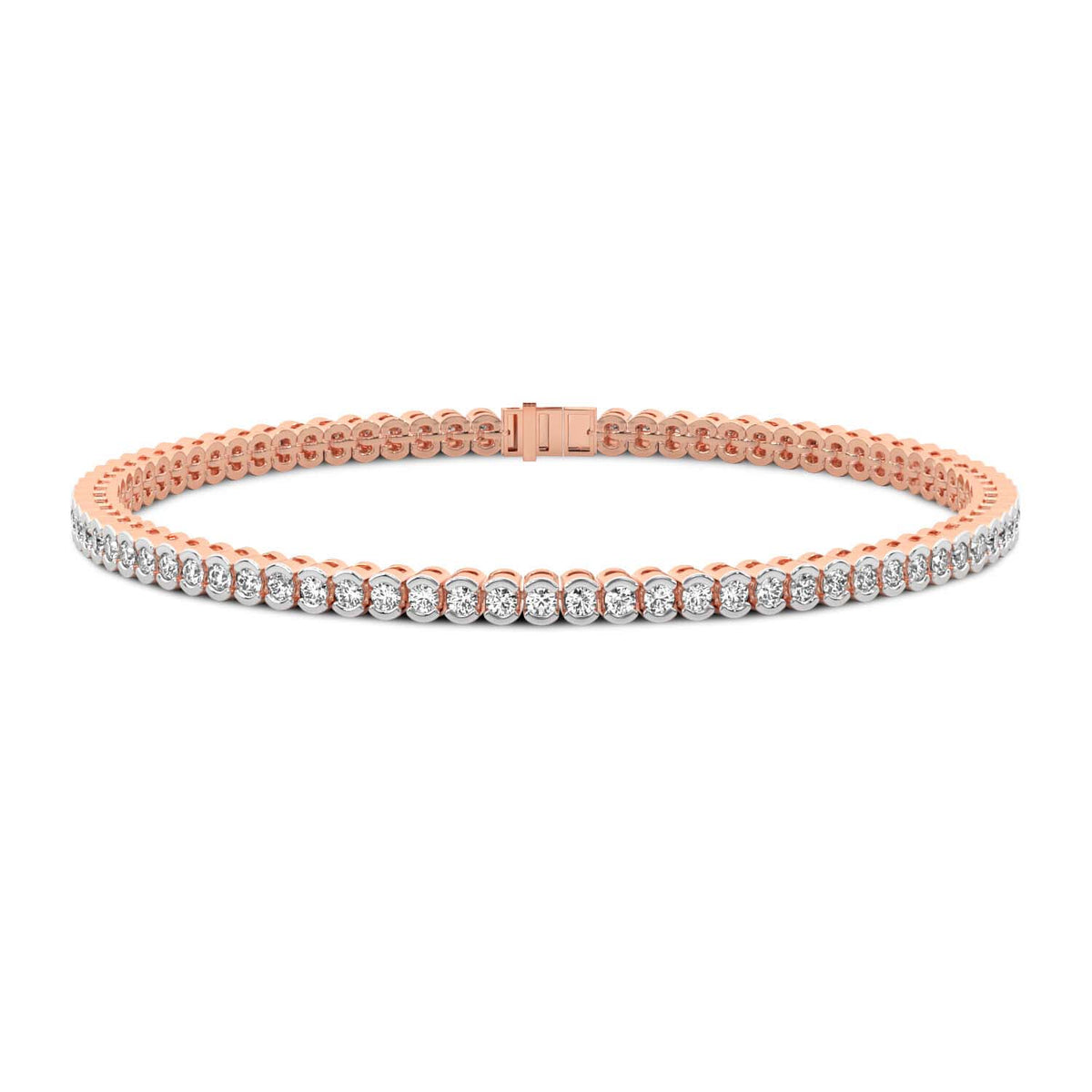 Lab Grown Diamond 4.74 Carat Bezel Tennis Bracelet 14KY