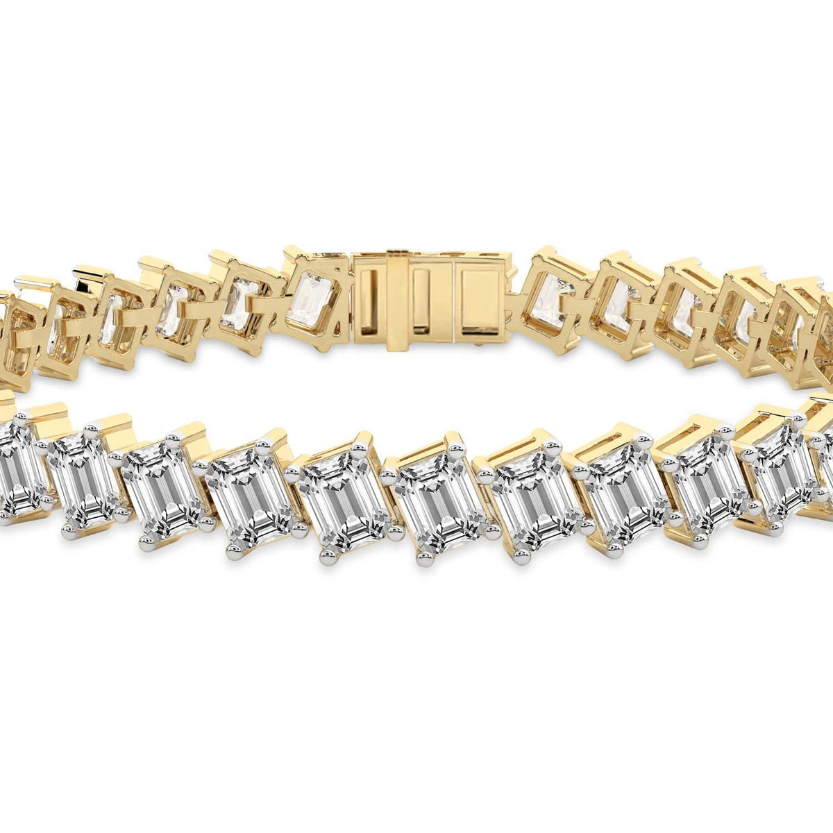 16.79 Carat 14K Gold Baguette Link Bracelet