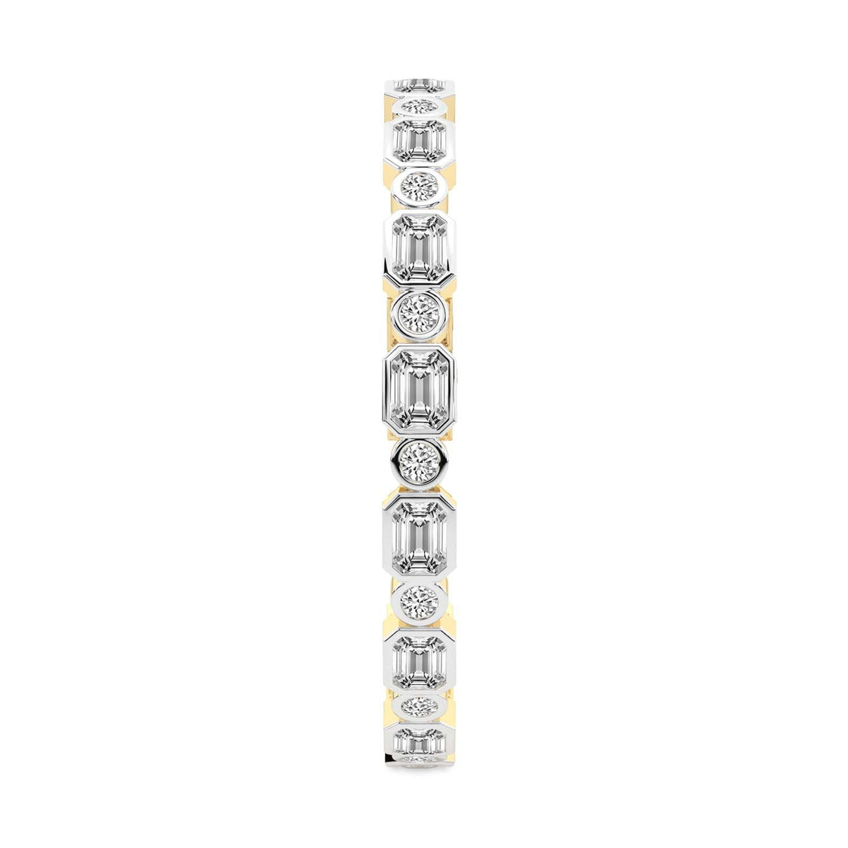8.08 Carat 14K Gold Emerald and Round Brilliant Cut Bracelet