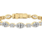 5.18 Carat 14K Gold Marquise and Round Cut Cluster Line Bracelet