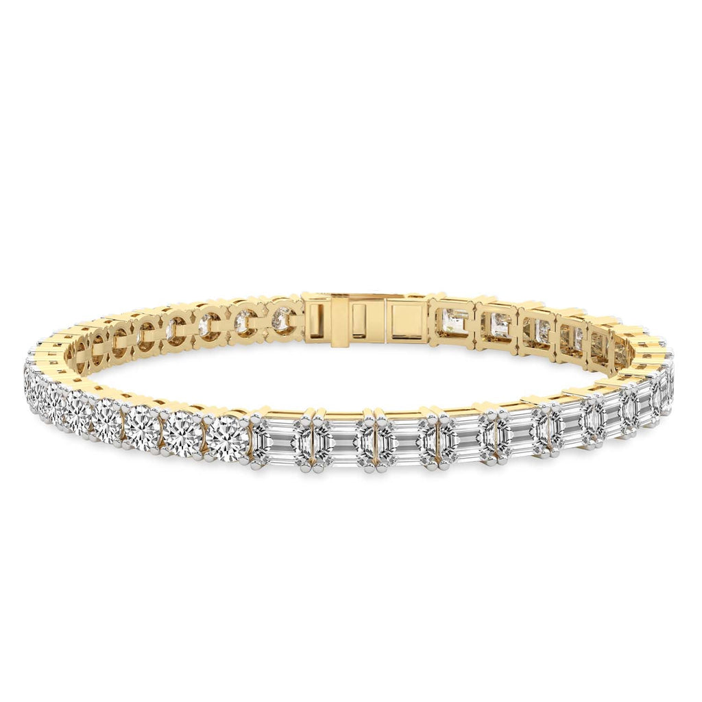 11.25 Carat 14K Gold Round and Baguette Two Tone Bracelet