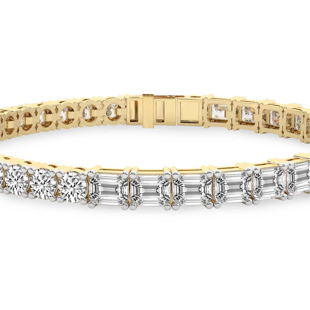 11.25 Carat 14K Gold Round and Baguette Two Tone Bracelet