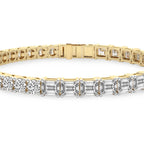 11.25 Carat 14K Gold Round and Baguette Two Tone Bracelet