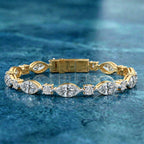 11.25 Carat 14K Gold Round and Baguette Two Tone Bracelet