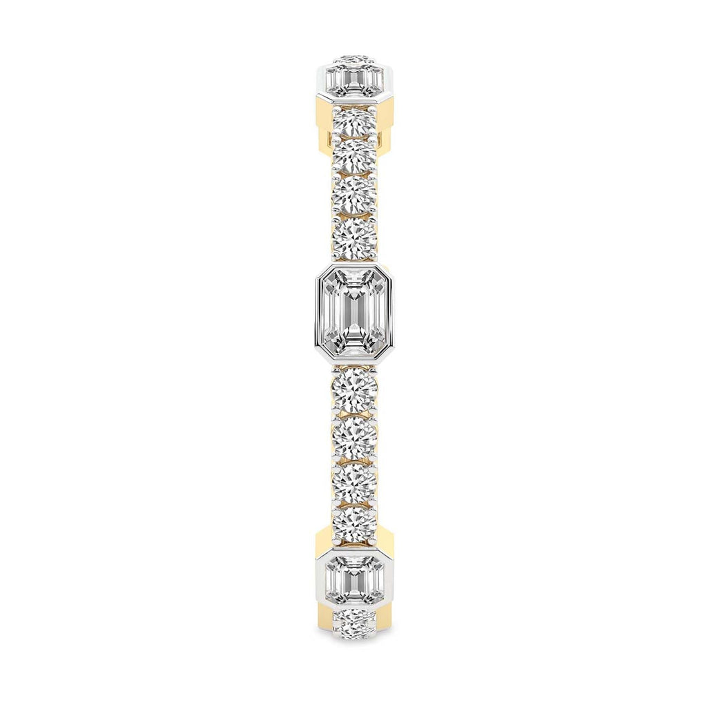 4.13 Carat 14K Gold Emerald and Round Cut Mixed Link Bracelet
