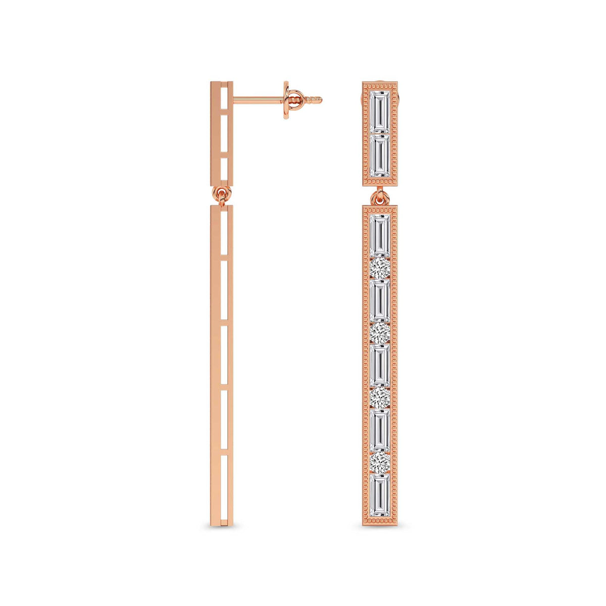 Luminous Baguette Diamond Dangle Earrings