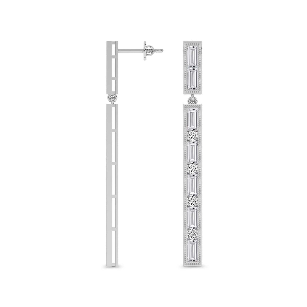 Luminous Baguette Diamond Dangle Earrings