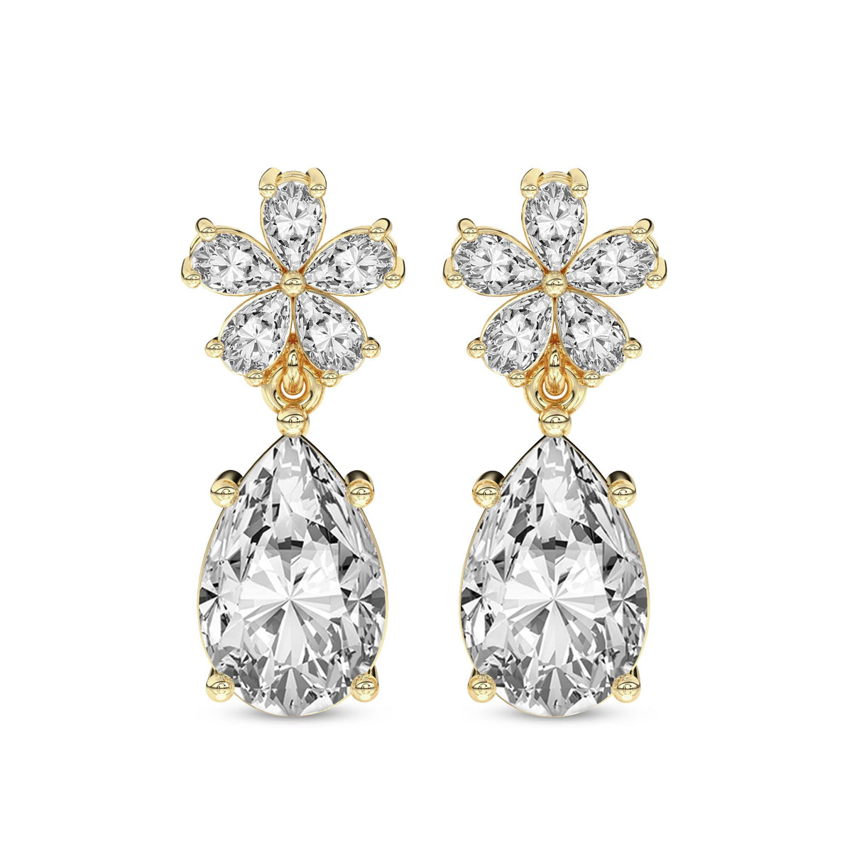 2 Carat Pear Shape Dewdrops Earrings 14K