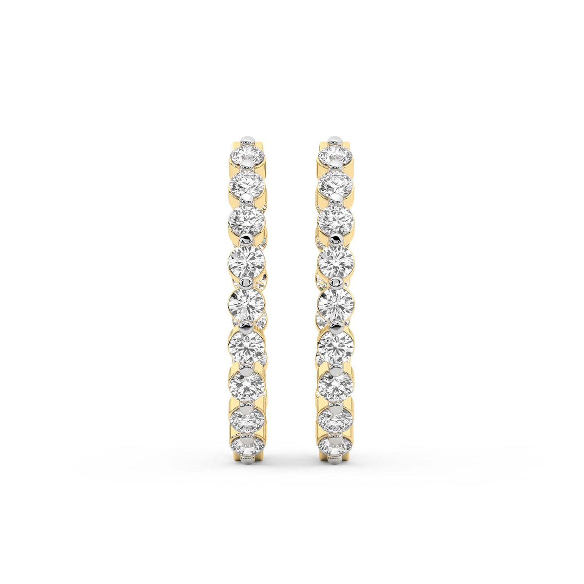 4.25 Carat Eternity Glow Hoops Diamond Earrings 14K
