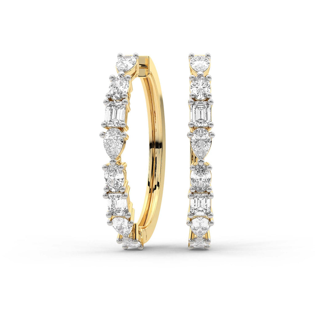 7.63 Carat 14K Gold ixed Cut Hoop Earring