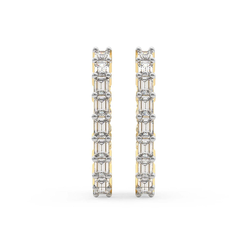 4.7 Carat 14K Gold Emerald Cut Hoop Earring