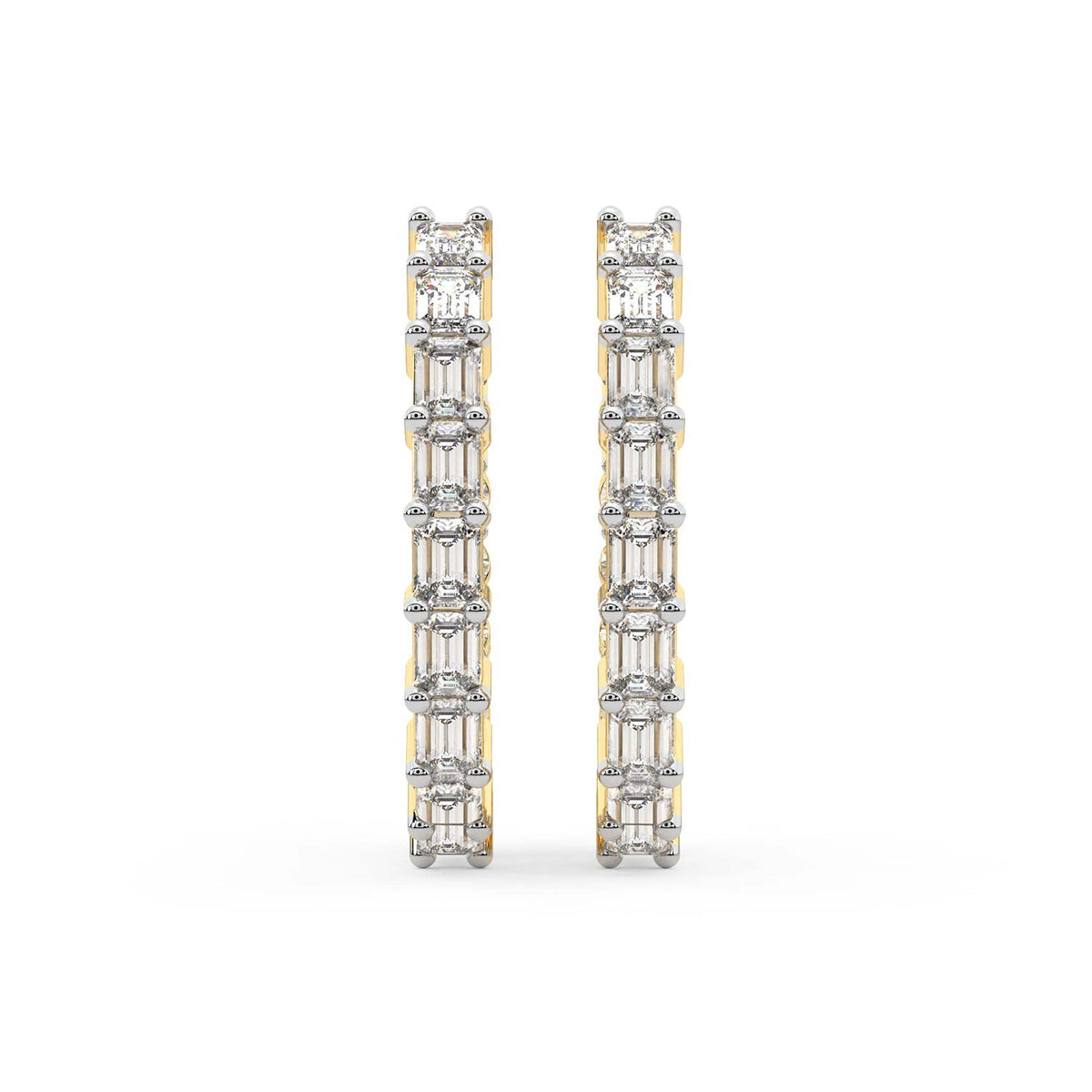 4.7 Carat 14K Gold Emerald Cut Hoop Earring