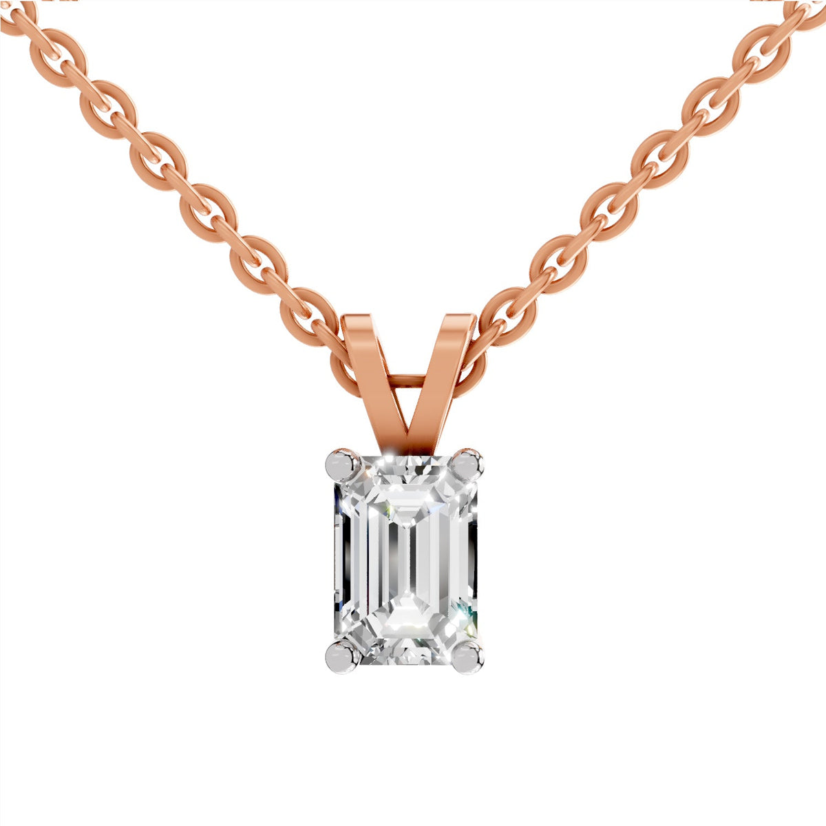 Enchanting Emerald-Cut Solitaire Diamond Pendant
