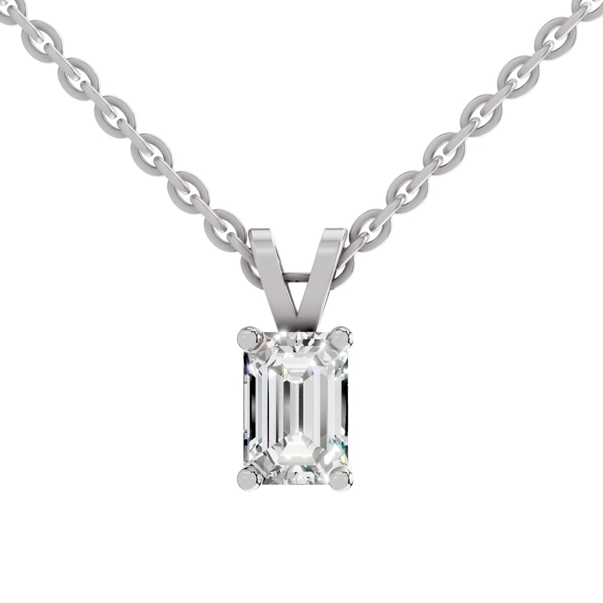 Enchanting Emerald-Cut Solitaire Diamond Pendant