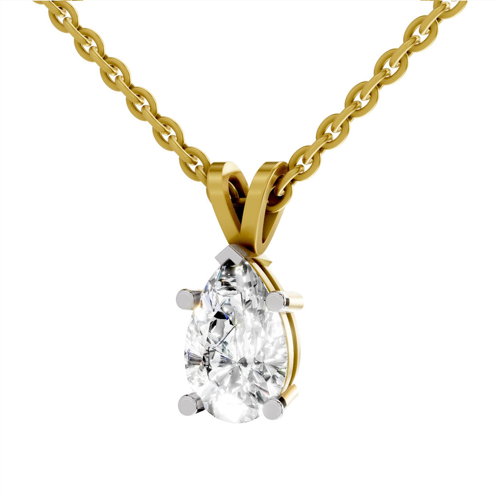1.5 Carat Pear Shape Solitaire Diamond Pendant 14K