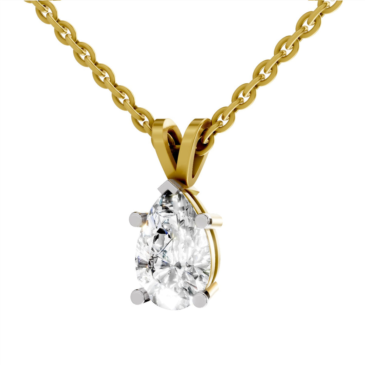 1.5 Carat Pear Shape Solitaire Diamond Pendant 14K