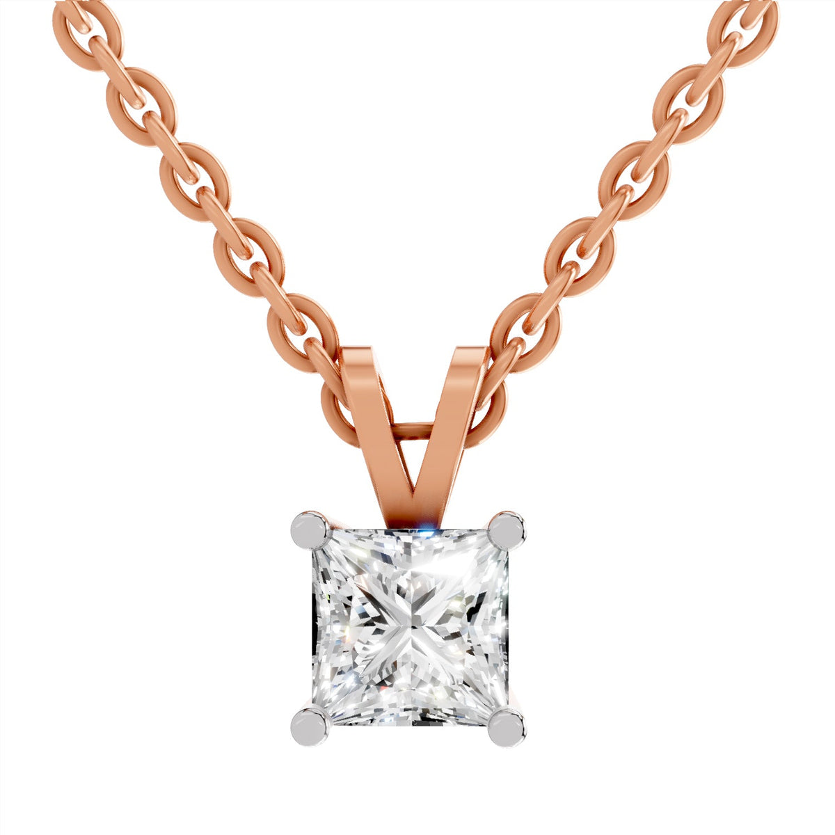 Dazzling Princess-Cut Solitaire Diamond Pendant