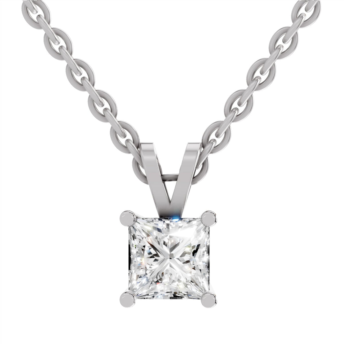 Dazzling Princess-Cut Solitaire Diamond Pendant