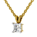 0.75 Carat Princess Shape Solitaire Diamond Pendant 14K