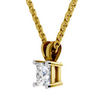 0.75 Carat Princess Shape Solitaire Diamond Pendant 14K