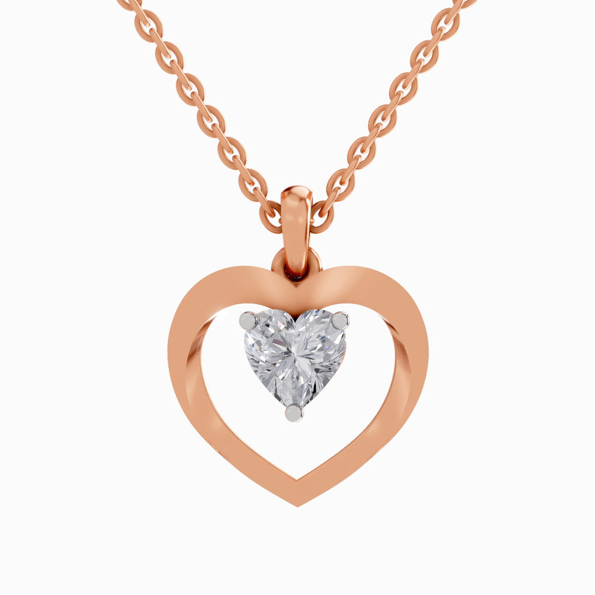 Opulent Heart Solitaire Diamond Pendant