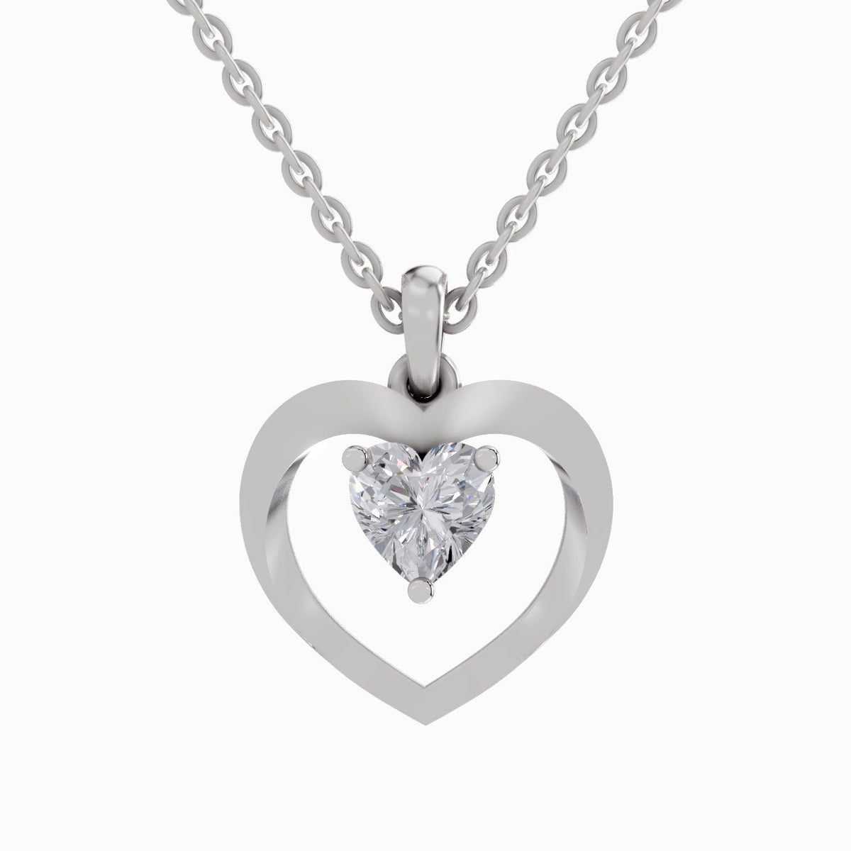 Opulent Heart Solitaire Diamond Pendant