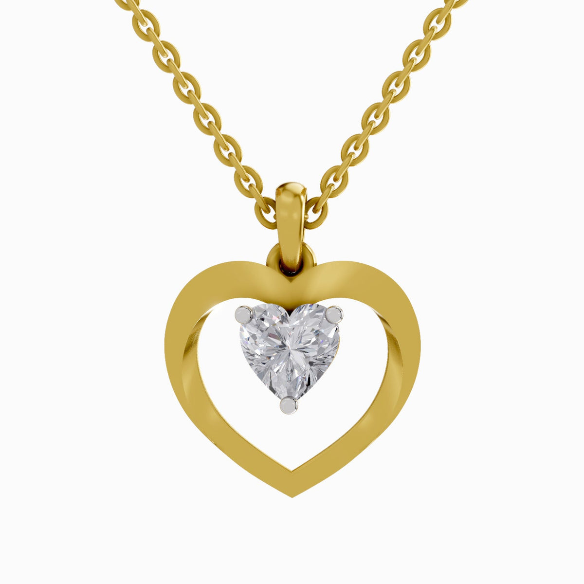 1 Carat Heart Shape Solitaire Diamond Pendant 14K