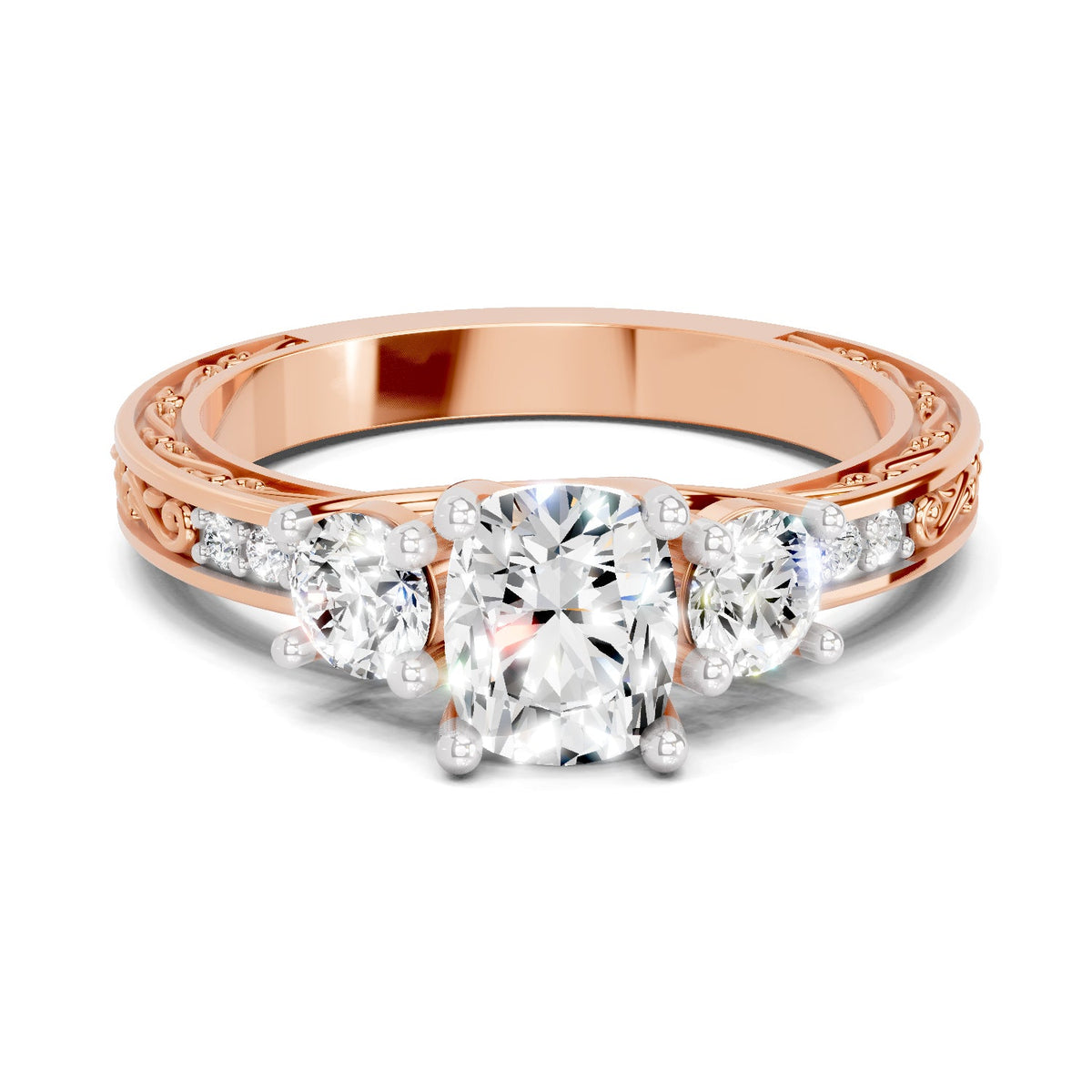 Lustrous Cushion Solitaire Diamond Ring