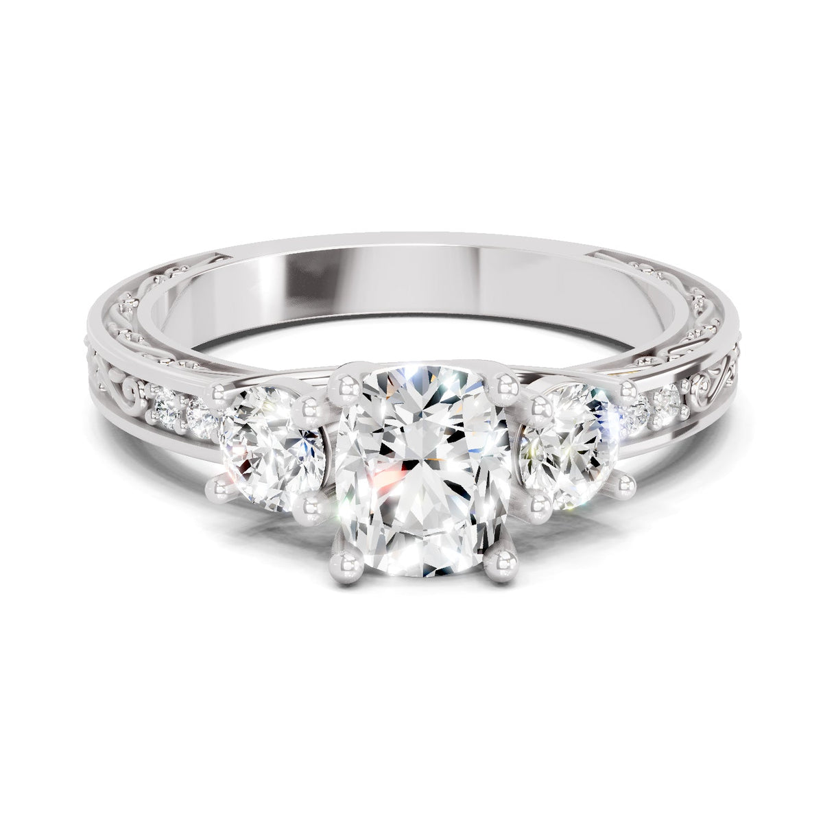 Lustrous Cushion Solitaire Diamond Ring