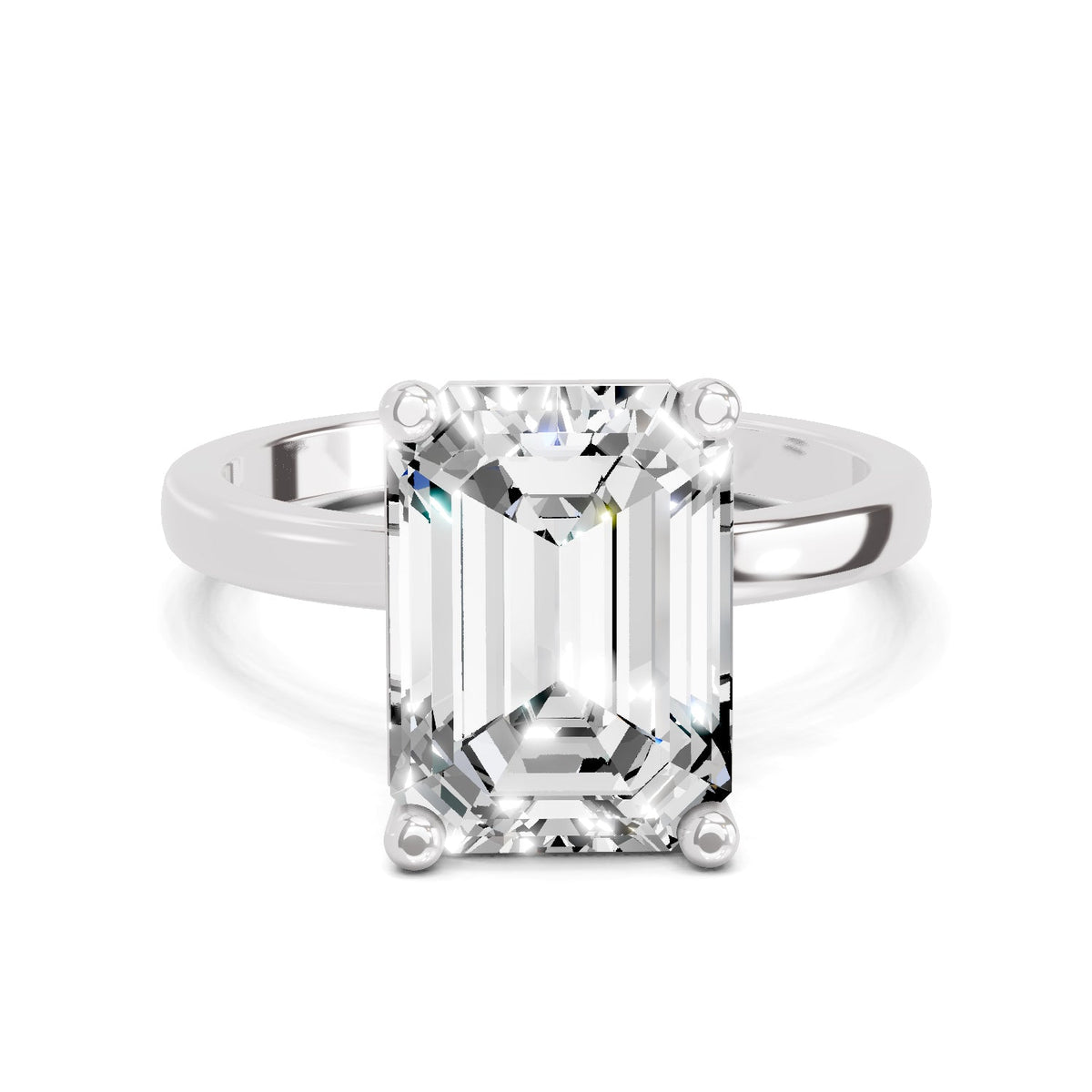 Celestial Emerald-Cut Solitaire Diamond Ring