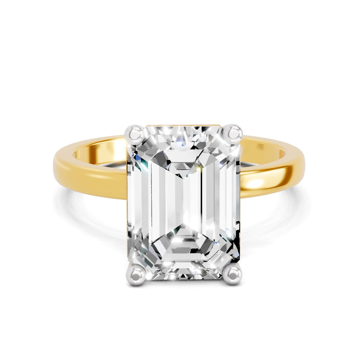 Celestial Emerald-Cut Solitaire Diamond Ring