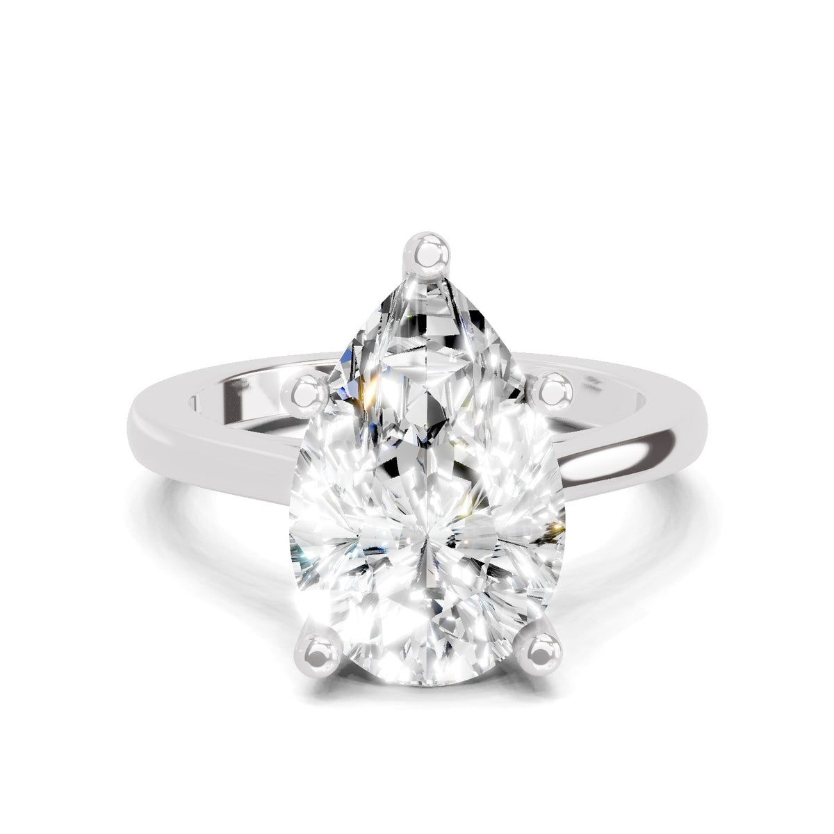 Lustrous Pear Solitaire Diamond Ring