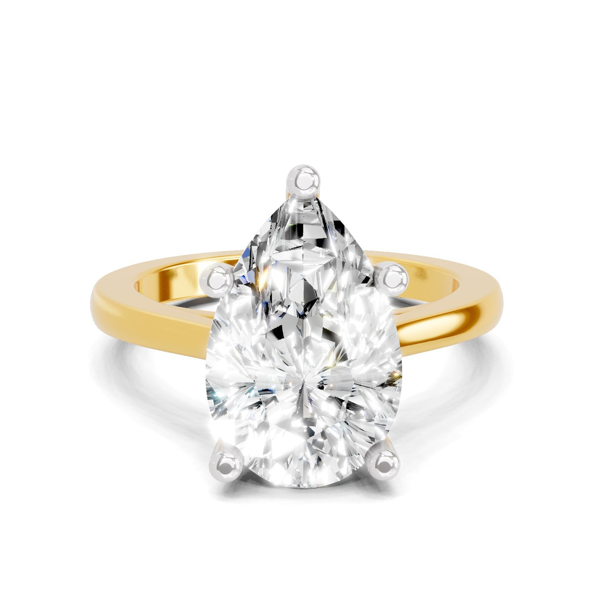 Lustrous Pear Solitaire Diamond Ring