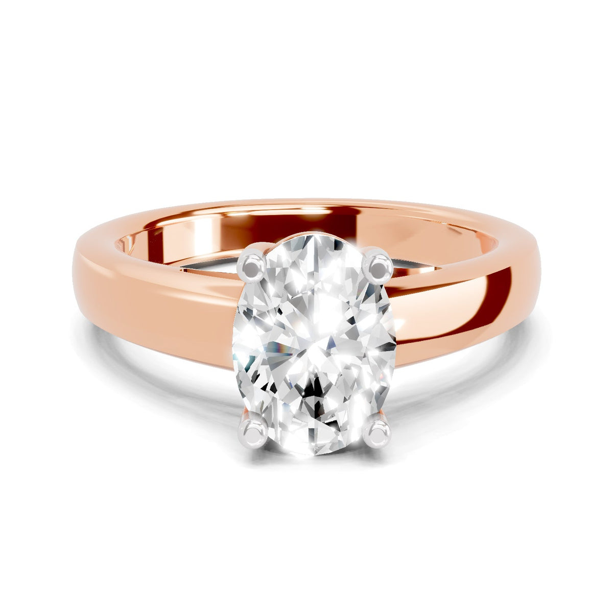 Refined Oval Solitaire Diamond Ring