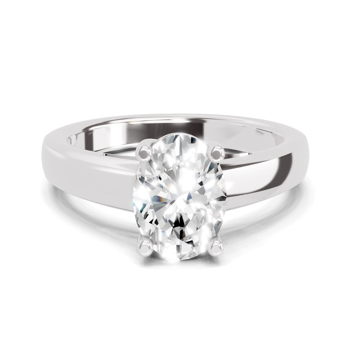 Refined Oval Solitaire Diamond Ring