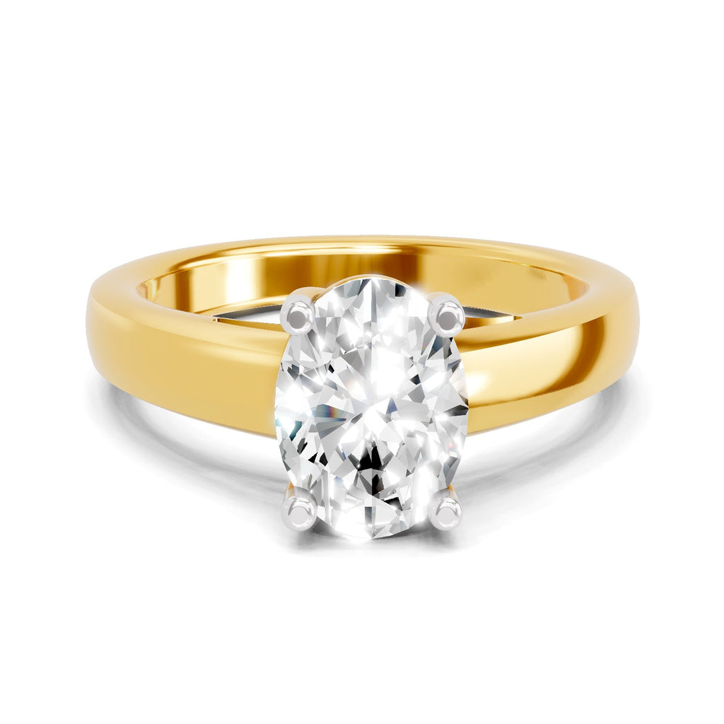 Refined Oval Solitaire Diamond Ring