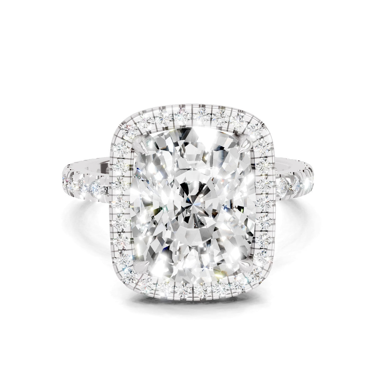 Gleaming Cushion Halo Diamond Ring