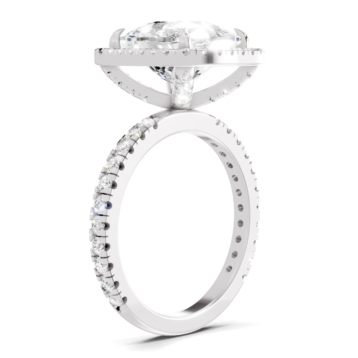 Gleaming Cushion Halo Diamond Ring