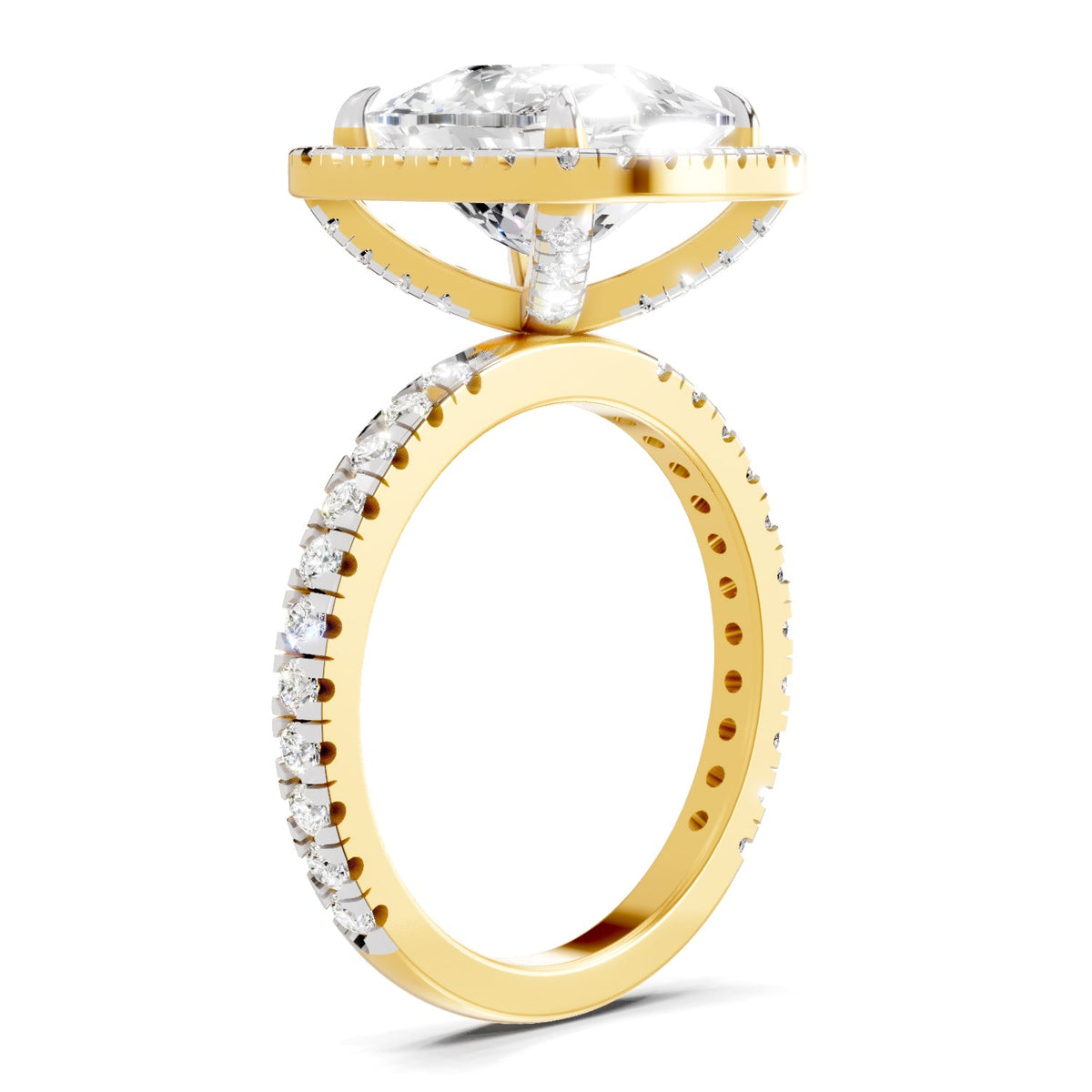 Gleaming Cushion Halo Diamond Ring