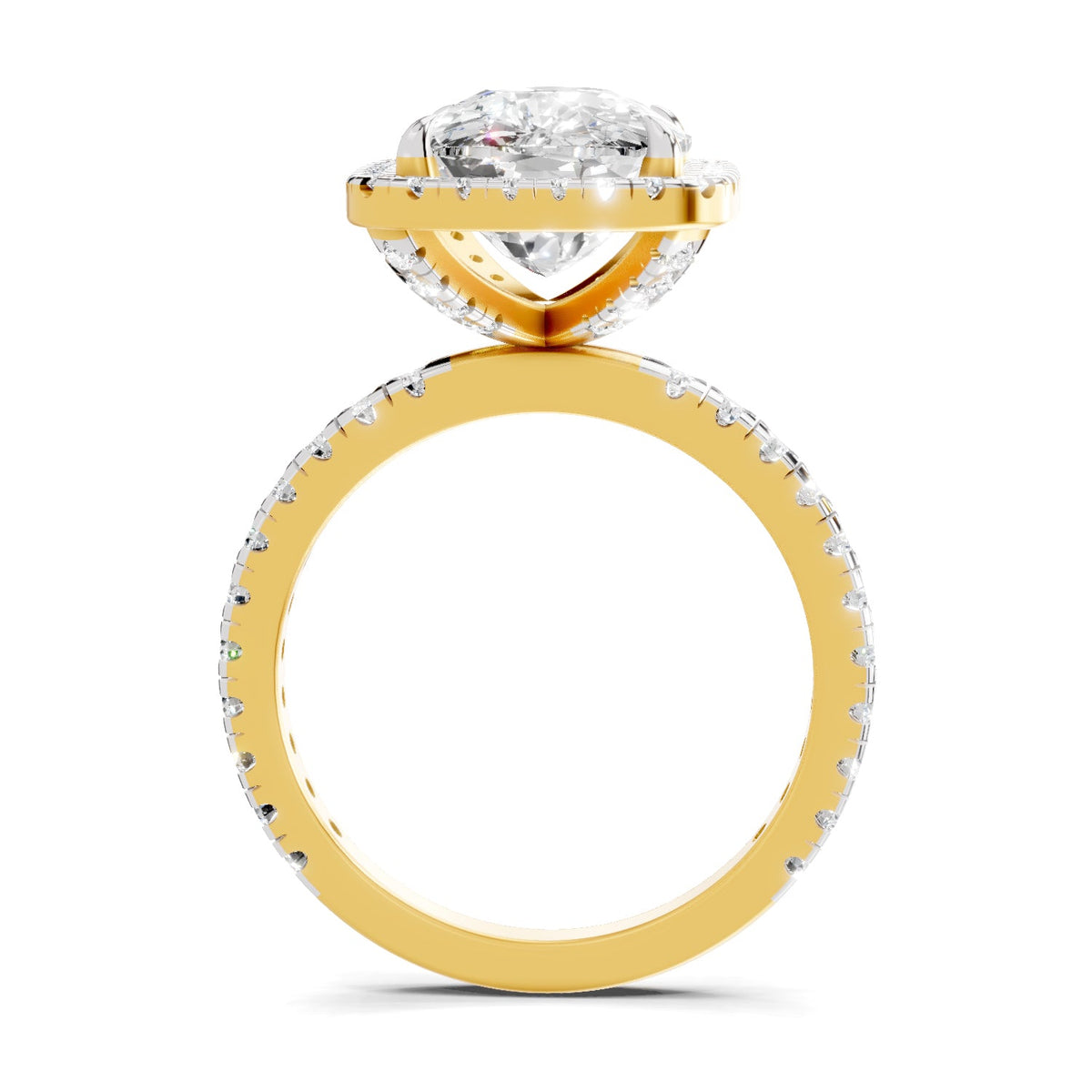 Gleaming Cushion Halo Diamond Ring
