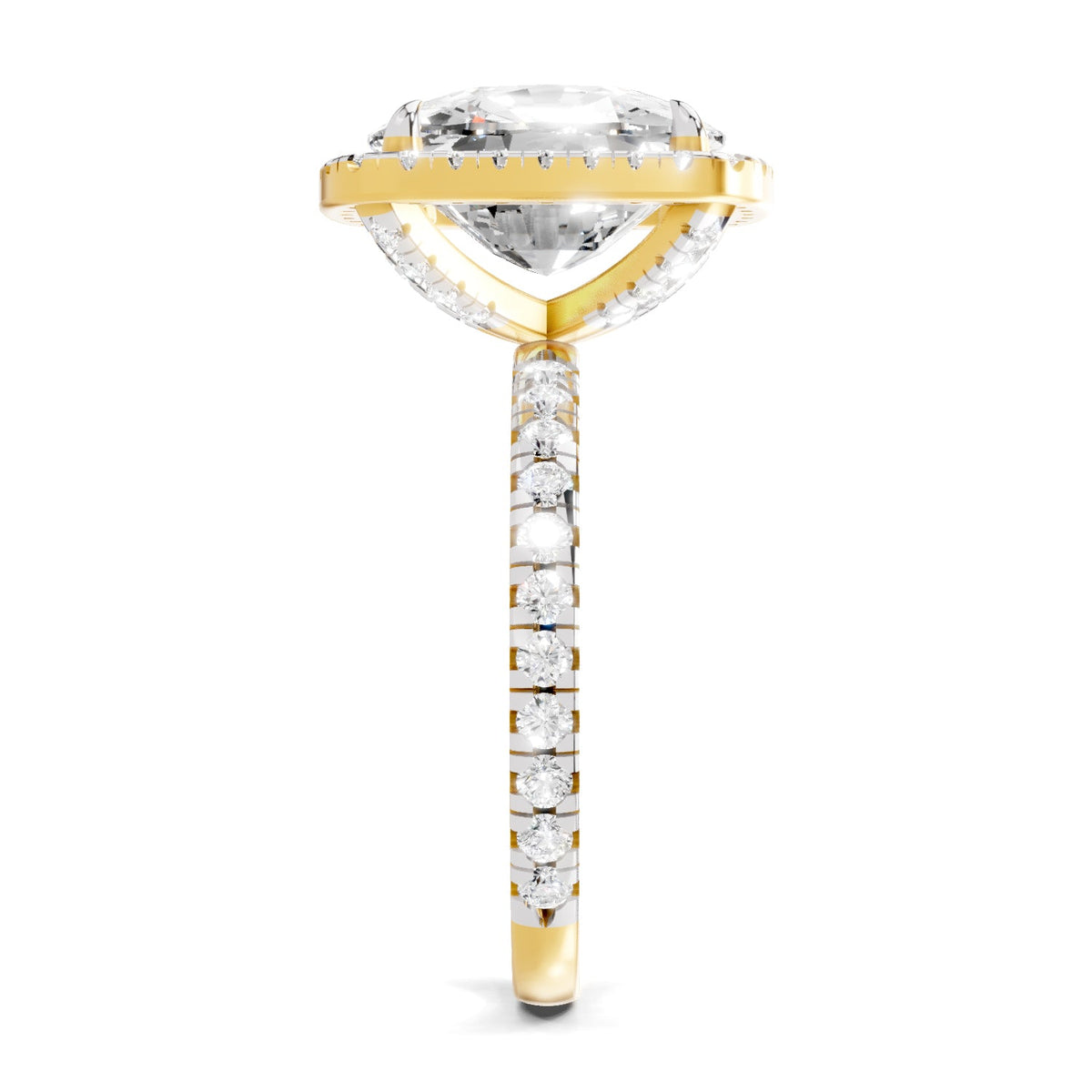 Gleaming Cushion Halo Diamond Ring