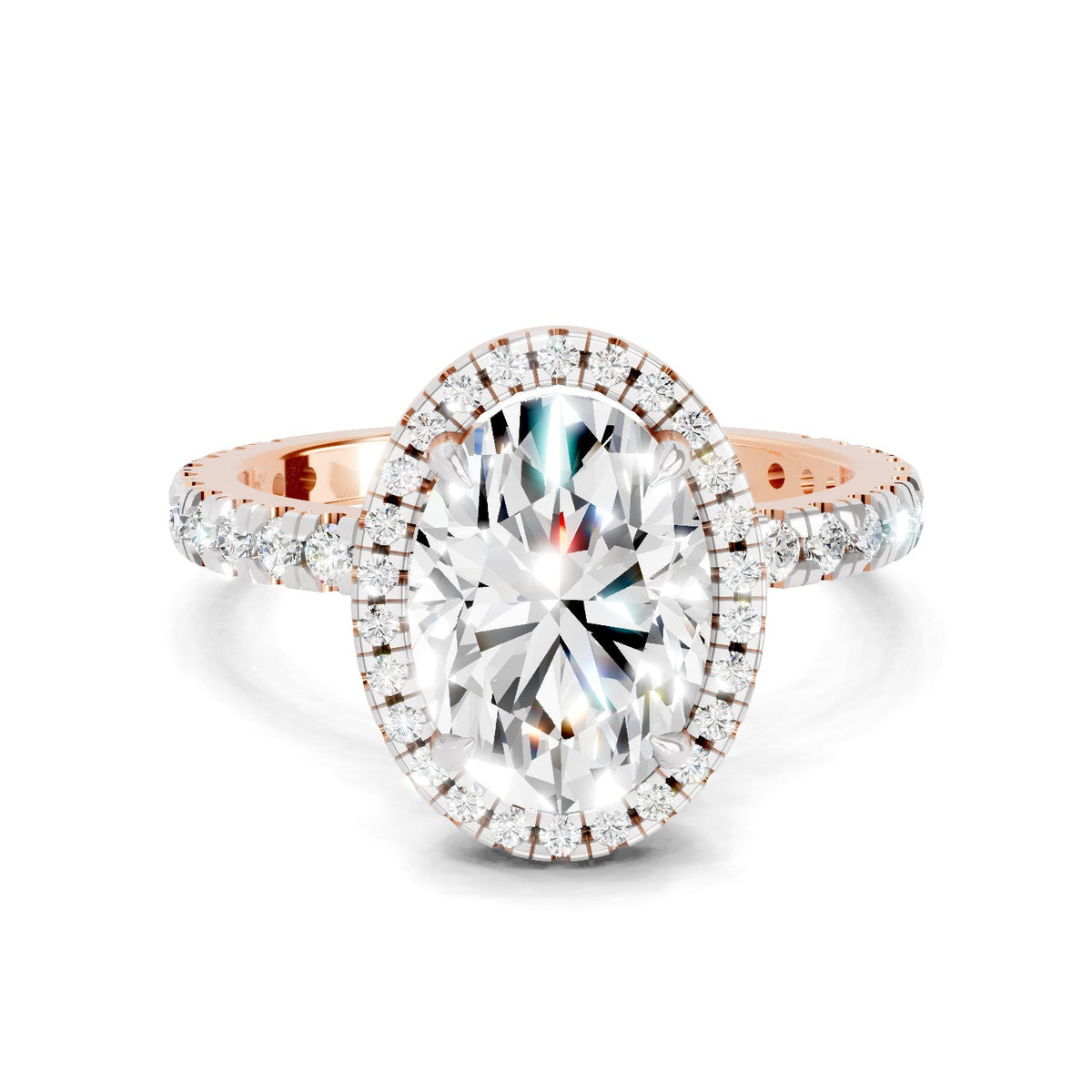 Pristine Oval Halo Diamond Ring