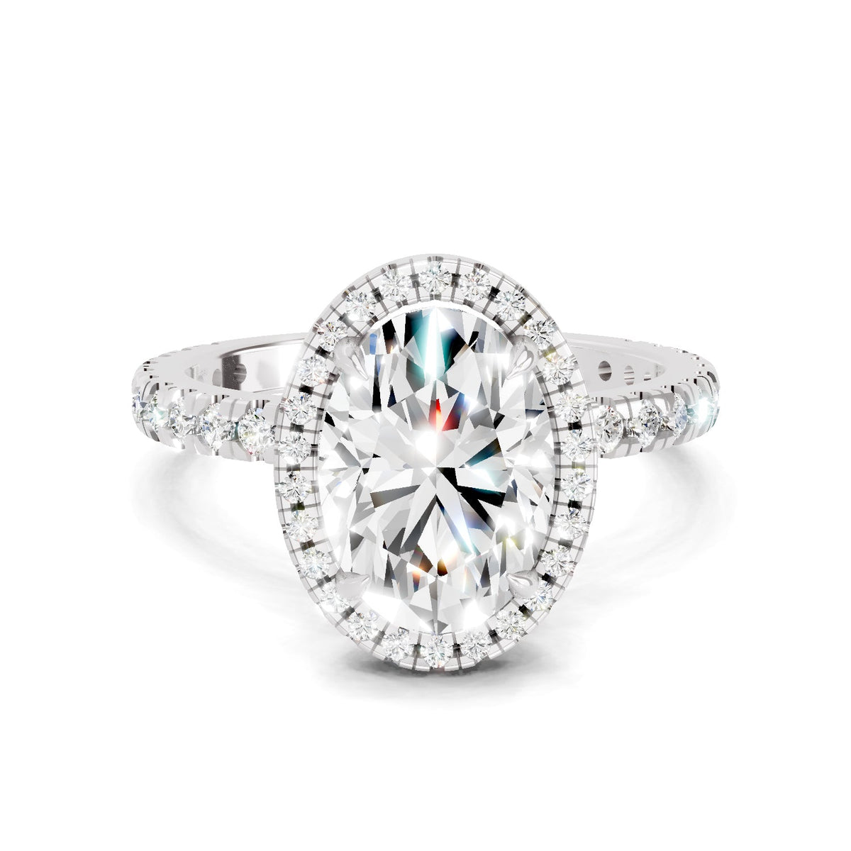 Pristine Oval Halo Diamond Ring