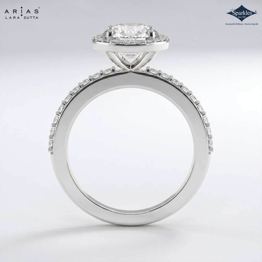 Arias by Lara Dutta Resplendent Radiant-Cut Halo Diamond Engagement Ring