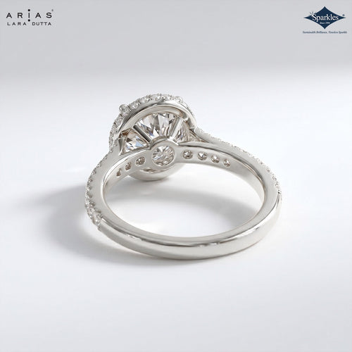 Arias by Lara Dutta Resplendent Radiant-Cut Halo Diamond Engagement Ring