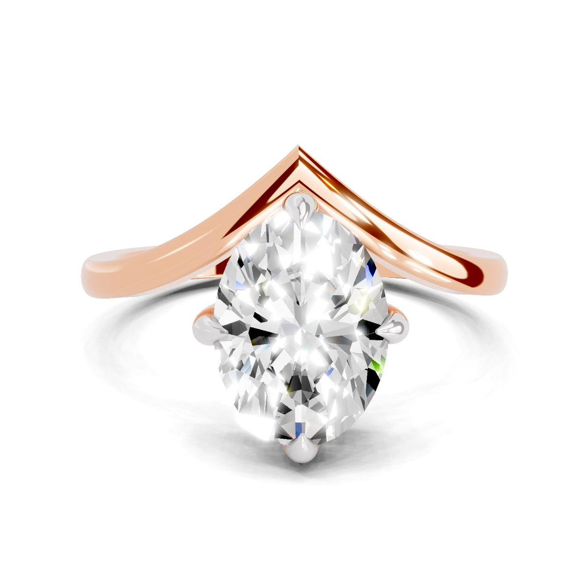 Glistening Oval Solitaire Diamond Ring