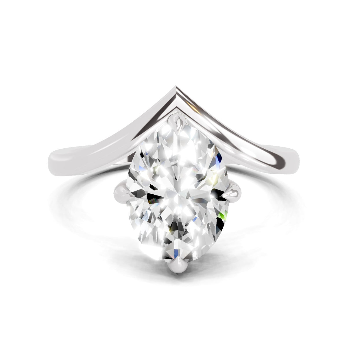 Glistening Oval Solitaire Diamond Ring