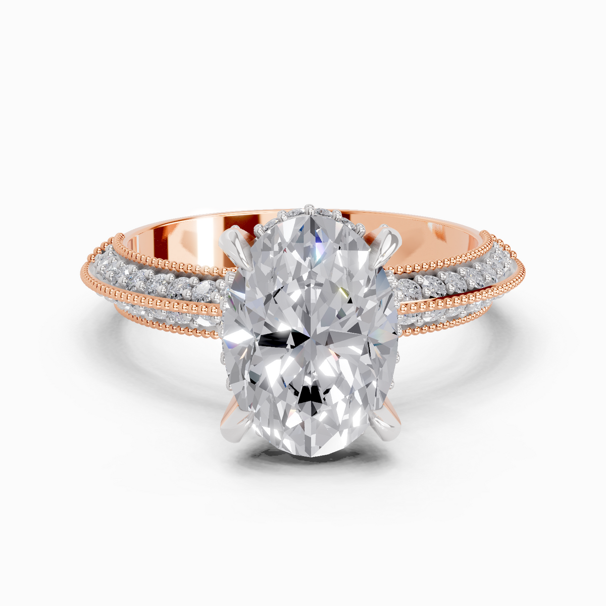 Sparkling Oval Solitaire Diamond Engagement Ring