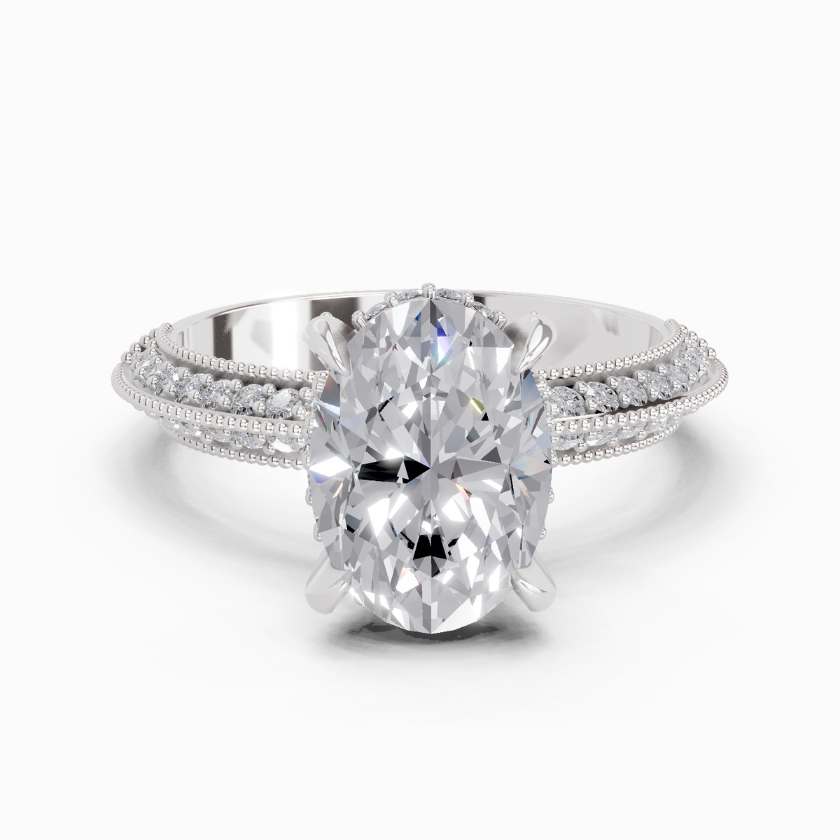Sparkling Oval Solitaire Diamond Engagement Ring